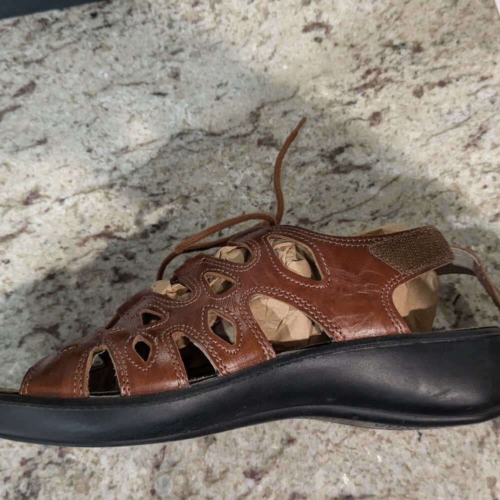 Leather lace up sandals